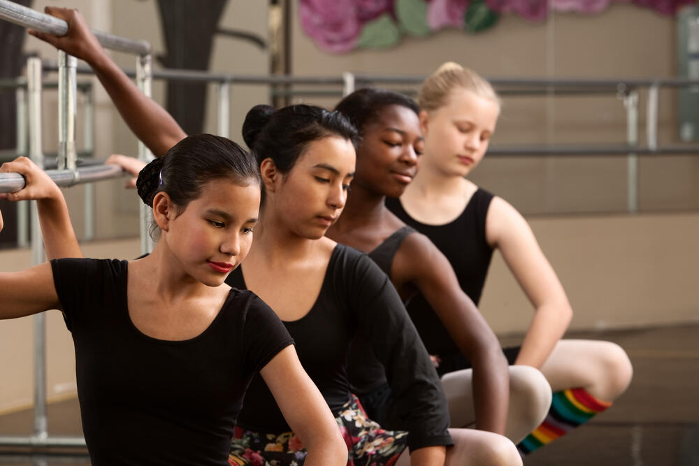 Ballet dancers warming up