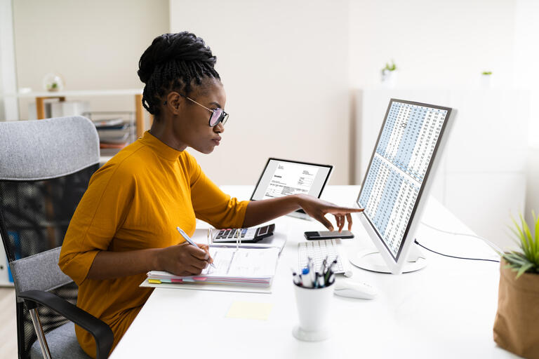 African Professional Chartered Accountant Woman Doing Tax