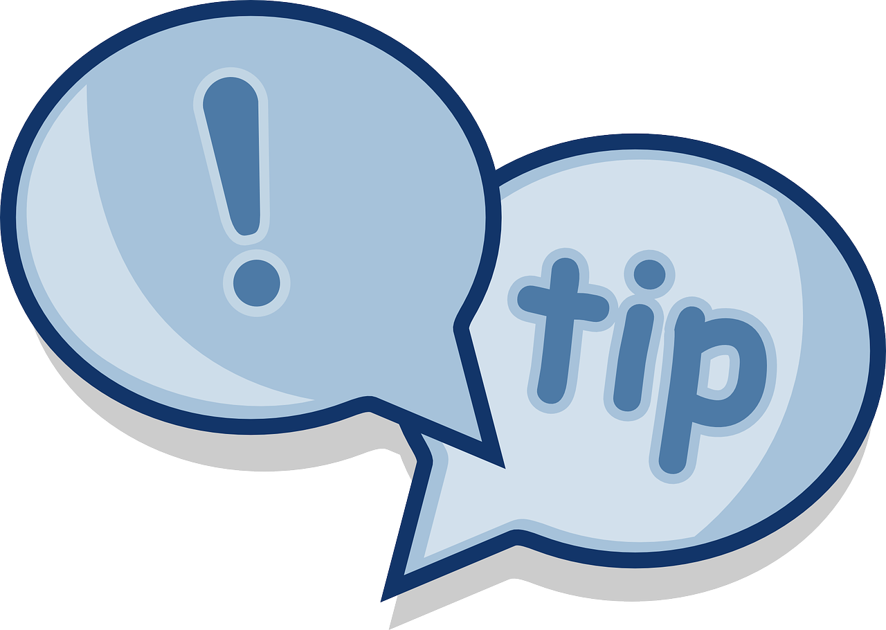 Vector image of speech bubble with "tip" written inside. 